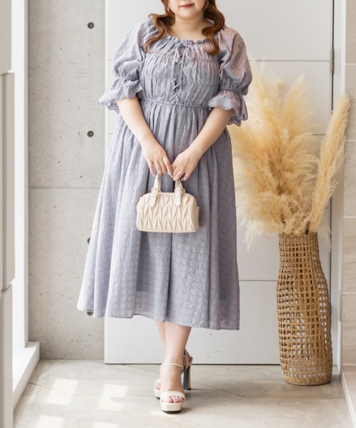 「CLETTE」 半袖ワンピース LL オフホワイト レディース_画像5