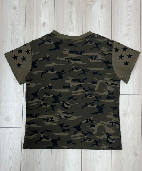 NANEA（ナネア） tシャツ 半袖 カモフラ柄 ビッグゴールドロゴ 星柄