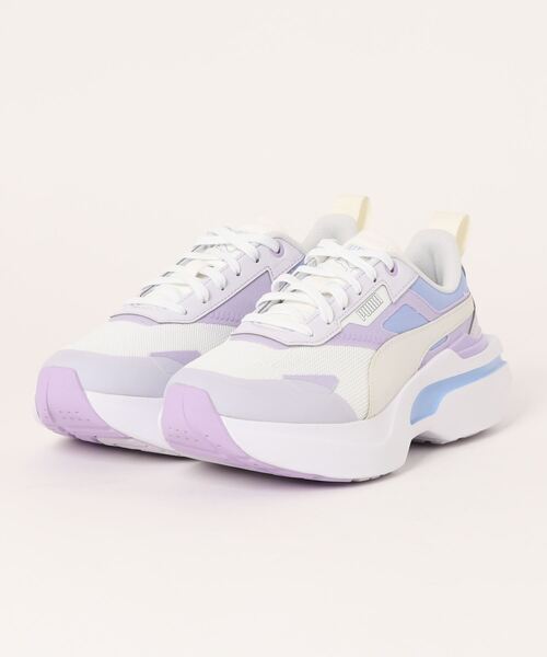 「PUMA」 ローカットスニーカー 22.0cm ホワイト×パープル レディース_画像2