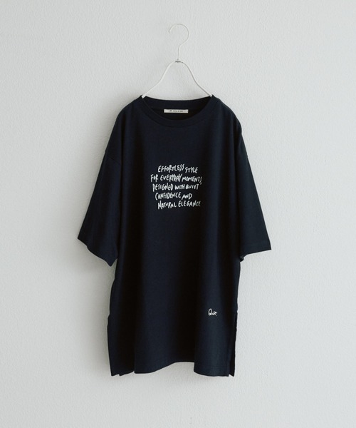 ＠kokiminitaコラボ／WEB限定ロゴプリント×ロゴ刺繍Tシャツ　ネイビー pual ce cin tシャツ 「＠kokiminitaコラボ／WEB限定」ロゴプリント