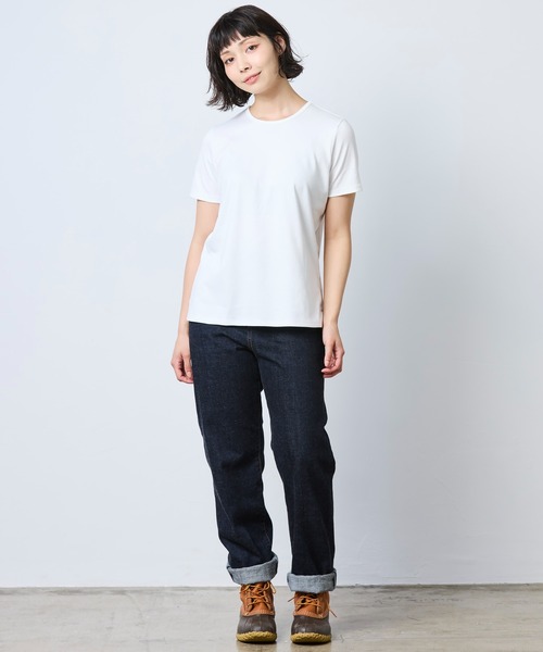 美品エルマンノシェルビーノ半袖ニット 白✖️シルバーMからL L.L.Bean（エルエルビーン） tシャツ 半袖 ピマ・コットン・ティ、半袖