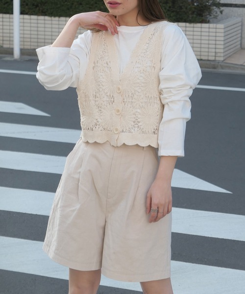 ベスト ジレ クロシェレースベスト レディース CORNERS ベスト ジレ クロシェレースベスト レディース