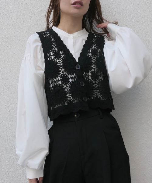CORNERS ベスト ジレ クロシェレースベスト レディース