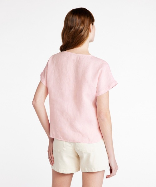 tシャツ プレミアム・ウォッシャブル・リネン・シャツ、半袖ティ ジャパン・フィット レディース L.L.Bean tシャツ プレミアム・ウォッシャブル・リネン・シャツ
