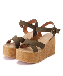 美脚ジュートウェッジ★COACH★Espadrille スエード サンダル Lace Ladies サンダル スエード調ウェッジソールサンダル