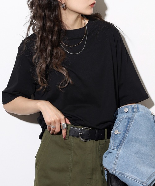 atONE（アットワン） スマホショルダー tシャツ 半袖 プチハイネック