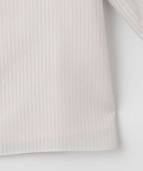 tシャツ シャドーストライプ スリットフリルネック カットソー