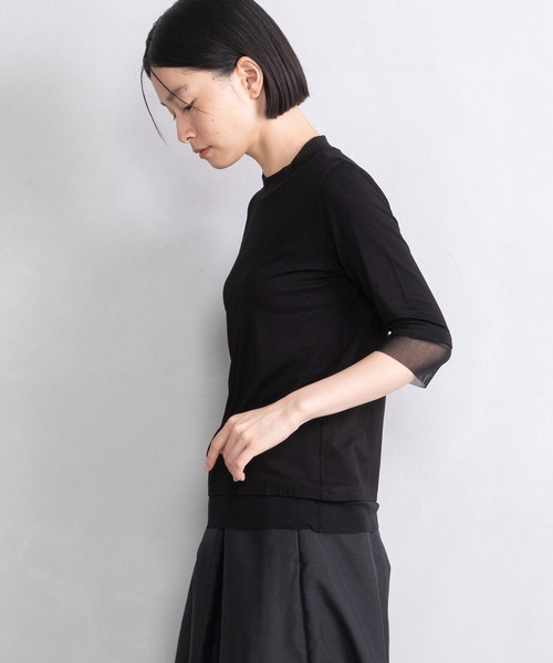 マルシャルテル  黒　上質プルオーバー MARECHAL TERRE（マルシャルテル） tシャツ ドッキングプルオーバー