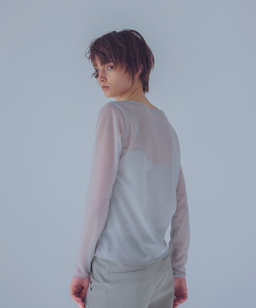 tシャツ tricot organdy sheer long tee(トリコットオーガンジーシアーロングTシャツ) レディース DRESSLAVE tシャツ tricot organdy sheer long tee(トリコット