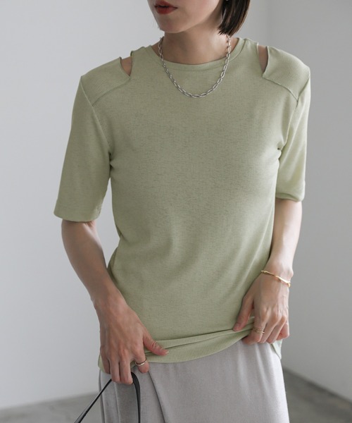 select MOCA（セレクトモカ） tシャツ 半袖 スリットデザインテレコ