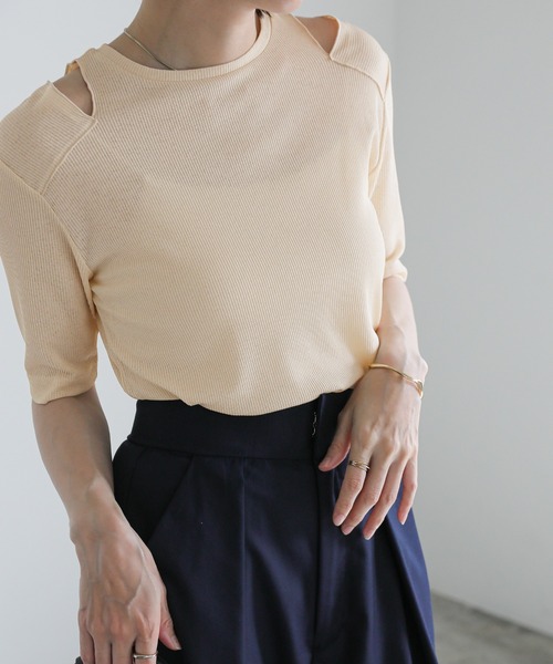 select MOCA（セレクトモカ） tシャツ スリットデザインテレコトップス