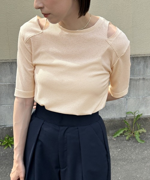 select MOCA（セレクトモカ） tシャツ スリットデザインテレコトップス