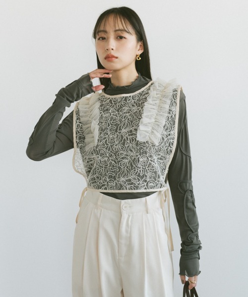 ベスト ジレ チュールティアード2wayベスト レディース VANNIE U ベスト ジレ コードレースチュールベスト/前後2WAY