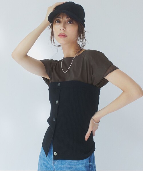 23区 tシャツ 「洗える」スムースコンビジャージー フレンチ
