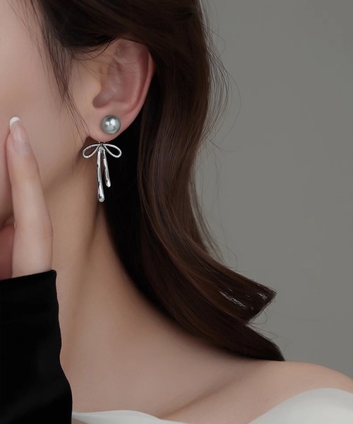 Leja（レジャ） ピアス 「LEJA」2wayパールリボンゴールドピアス結婚式