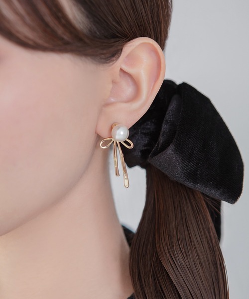 Leja（レジャ） ピアス 「LEJA」2wayパールリボンゴールドピアス結婚式