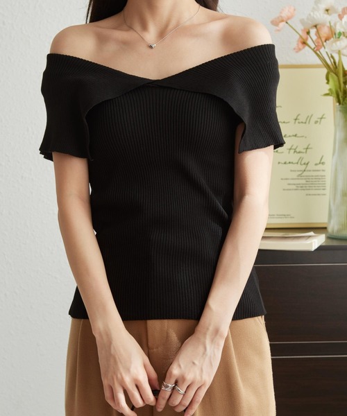 MAISON DE THERESE ニット セーター ビッグカラーリブTシャツ