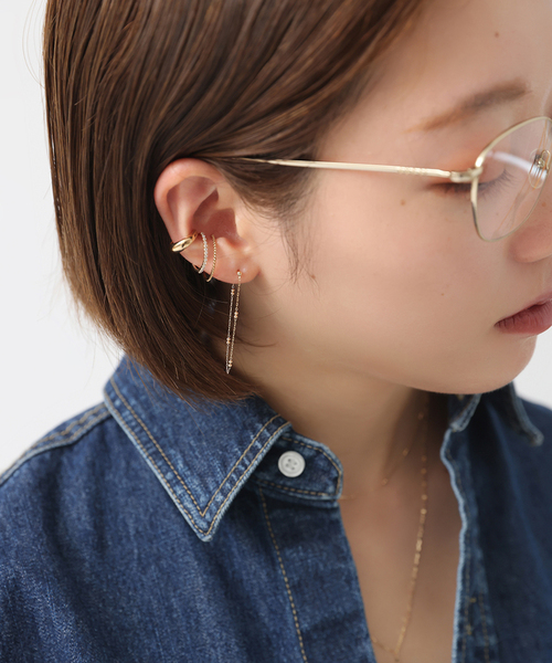 Lilas Cフープロングチェーンピアス K10（両耳） Lilas ピアス キャビアチェーンピアス K10(両耳) レディース
