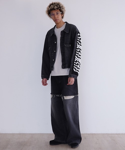 DISCOVERED ディスカバード BORO DENIM BLOUSON ボロ 加工 デニムジャケット ブラック サイズ 3 正規品 / 52779 DISCOVERED（ディスカバード） デニムジャケット gジャン DISCOVERED