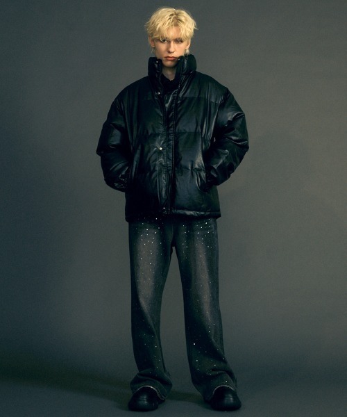 Shoowtime ダウンジャケット ダウン 合成皮革中綿パテッドオーバー