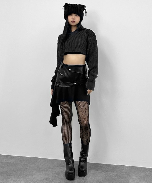 ヴィンテージミニスカート Aライン アシンメトリー ハトメベルト SOMETHING SALE Something サムシング アシンメトリー スカート