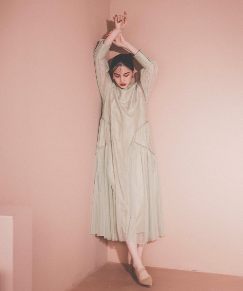 【ANDRESD】piping tulle dress Aラインドレス ANDRESD ドレス piping tulle dress パイピングチュールドレス