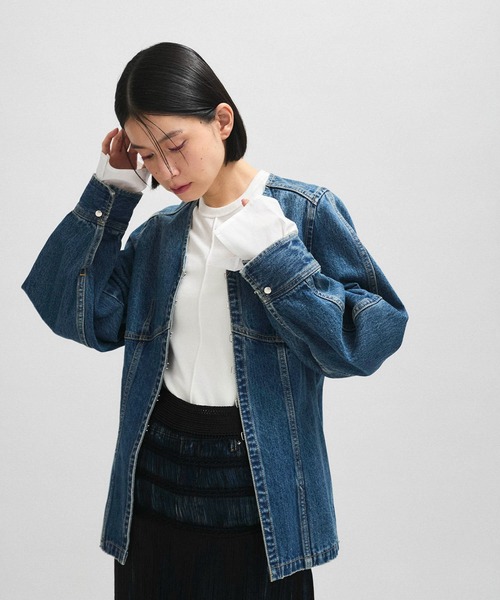 25SS ADAM ET ROPE フロントホックデニムブラウス ジャケット ADAM ET ROPE'｜フロントホックデニムブラウス | Rakuten