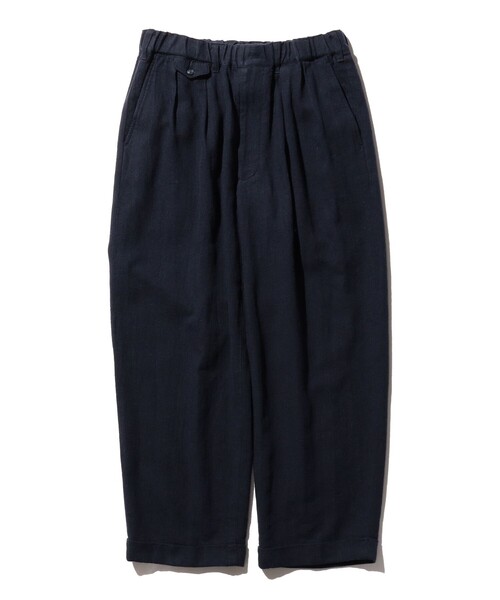 BEAMS+ スラックス コットン リネン 2プリーツ リラックス