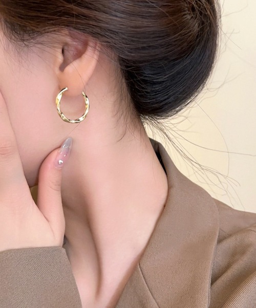 フープピアス 金属アレルギー対応 マットボリュームフープピアス 23mm