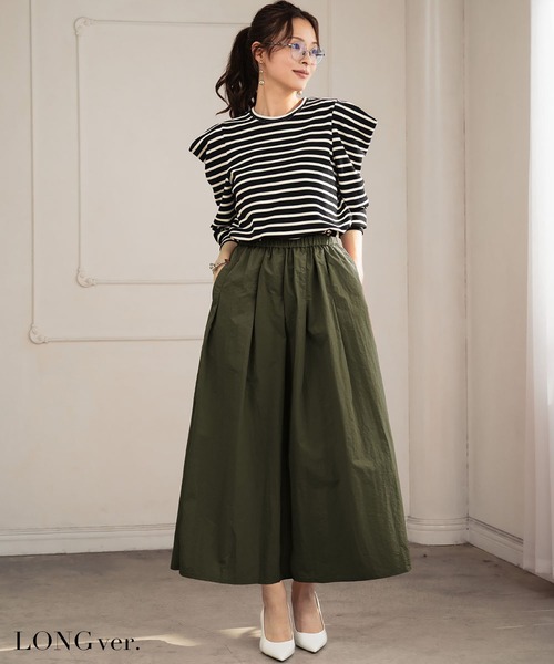 ELFRANK スカート 「選べる2タイプ」タフタギャザーフレア