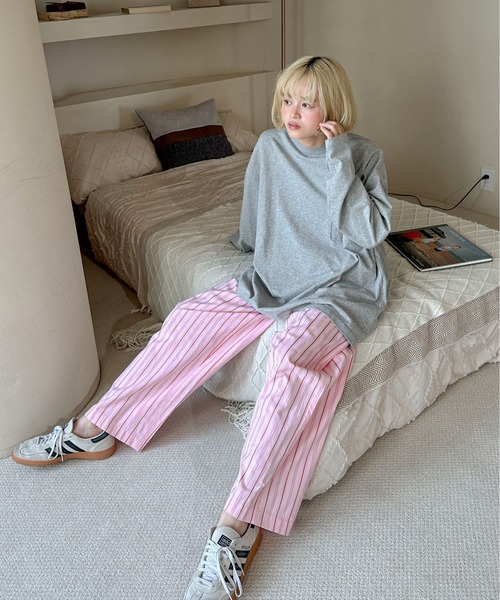 美品 ATON エイトン パジャマパンツ ストライプ ピンク 美品 ATON エイトン パジャマパンツ ストライプ ピンク
