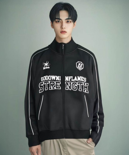 SUGGESTION ジャージ Sideline printed track jacket / サイドライン