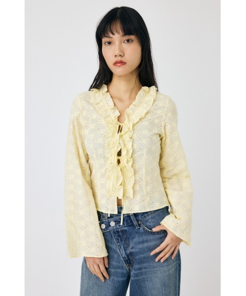 MOUSSY ブラウス シャツ FRONT TIE EYELET レディース
