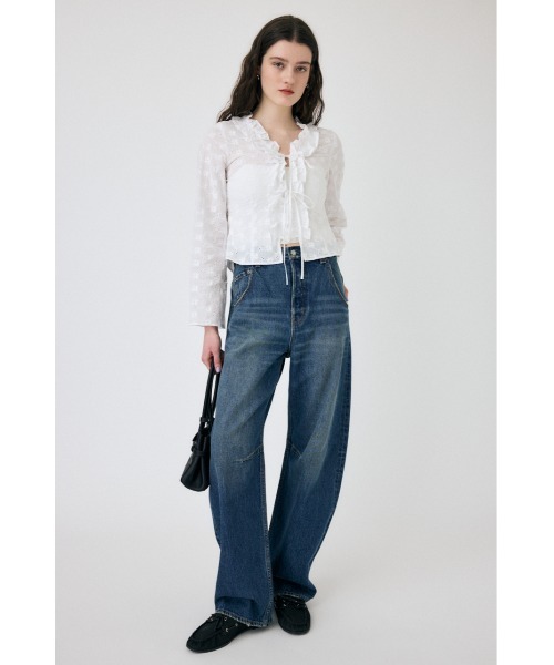 MOUSSY ブラウス シャツ FRONT TIE EYELET レディース