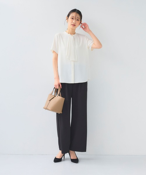 美品♡ ヘイブ 半袖 春夏 クロスラッフルトップ カットソー ブラウス 黒 CROSS FUNCTION（クロスファンクション） ブラウス シャツ 半袖 「シワ