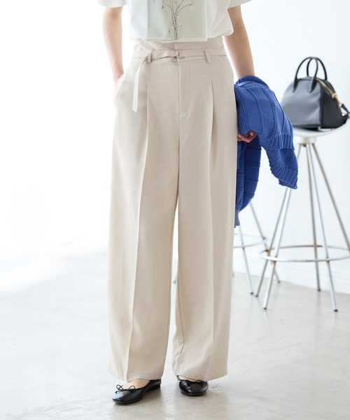 セットアップ パンツ ハイウエスト カジュアル コットン グレー ROPE' PICNIC パンツ 「抗菌防臭・接触冷感・UVカット」カナパ