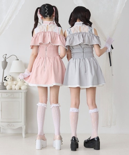DearMyLove スカート 夏 フロントラッフルコルセットスカート