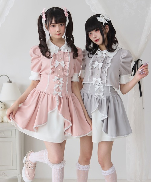 DearMyLove スカート 夏 フロントラッフルコルセットスカート