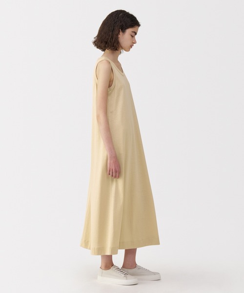 Muji Labo 　リネン　ノースリーブ ロングワンピース イエロー MUJI Labo ワンピース 「MUJI Labo」婦人 リネン混ノースリーブ