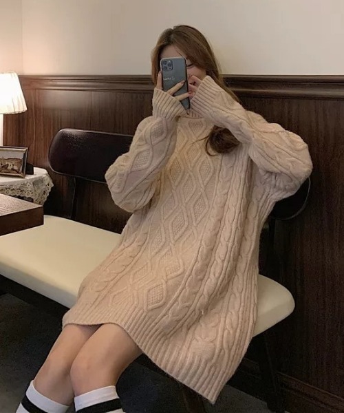 「SONA」 タートルネックニット FREE ブルー レディース_画像4