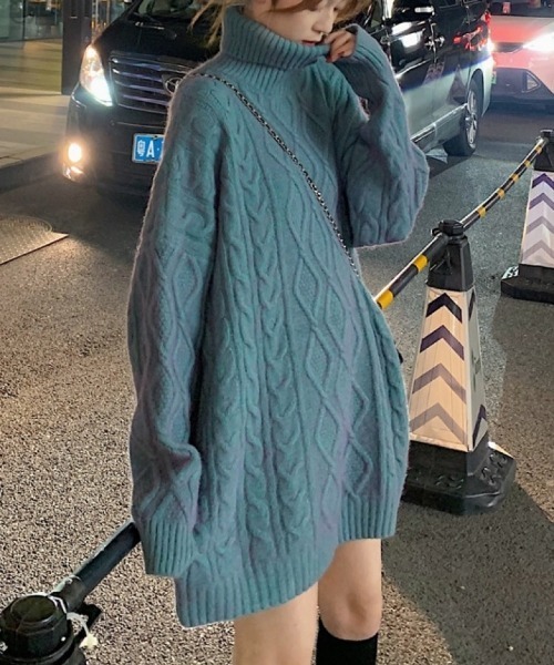 「SONA」 タートルネックニット FREE ブルー レディース_画像7