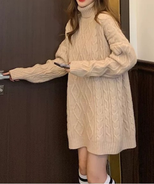 「SONA」 タートルネックニット FREE ブルー レディース_画像8