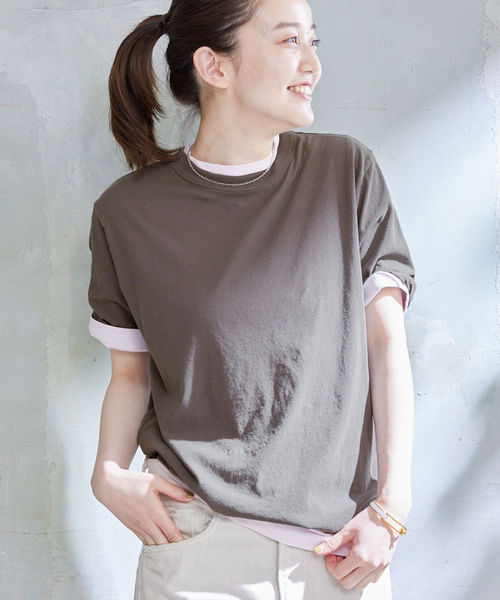 「IENA」 半袖Tシャツ FREE チャコールグレー レディース