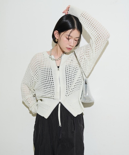 「Shelly island」 ニットカーディガン FREE ホワイト レディース_画像6