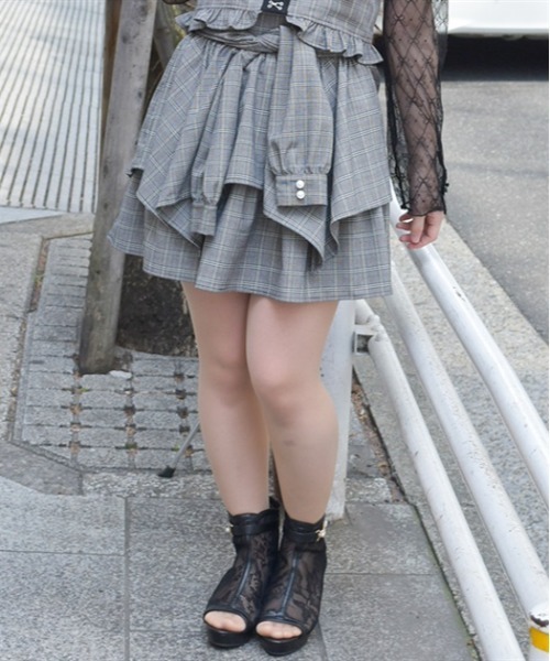axes femme スカート シャツ巻き風イレヘムミニスカート