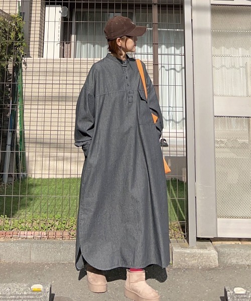 ワンピース 「CORNERS by KR」デニムヘンリーネックワンピース