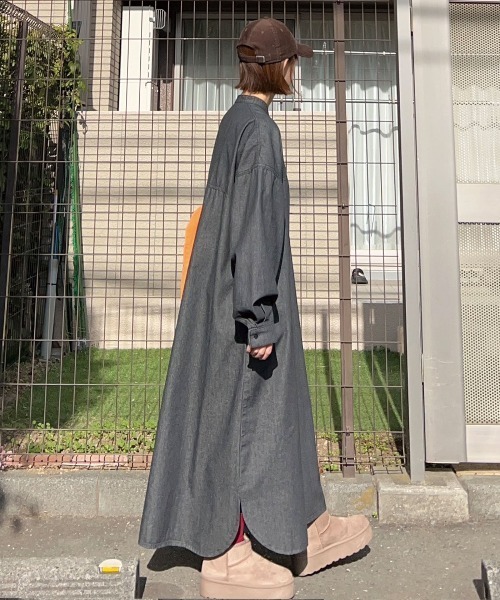 ワンピース 「CORNERS by KR」デニムヘンリーネックワンピース