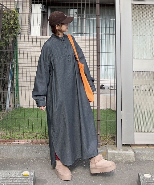 ワンピース 「CORNERS by KR」デニムヘンリーネックワンピース