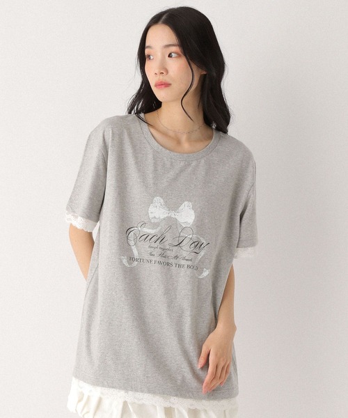 Heather（ヘザー） tシャツ フロントリボンレースTEE 491042 