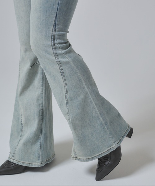 ENVYM スウィッチングストレッチフレアデニムパンツ セール】スウィッチングストレッチフレアデニムパンツ（デニム